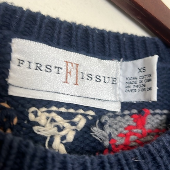 Crafty Double Sided Fair Isle  Patchwork Christmas Sweater by First Issue XS - Picture 6 of 11